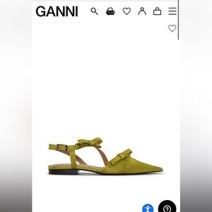 GANNI OLIVE MULTI BOW POINTY CUT-OUT BALLERINAS